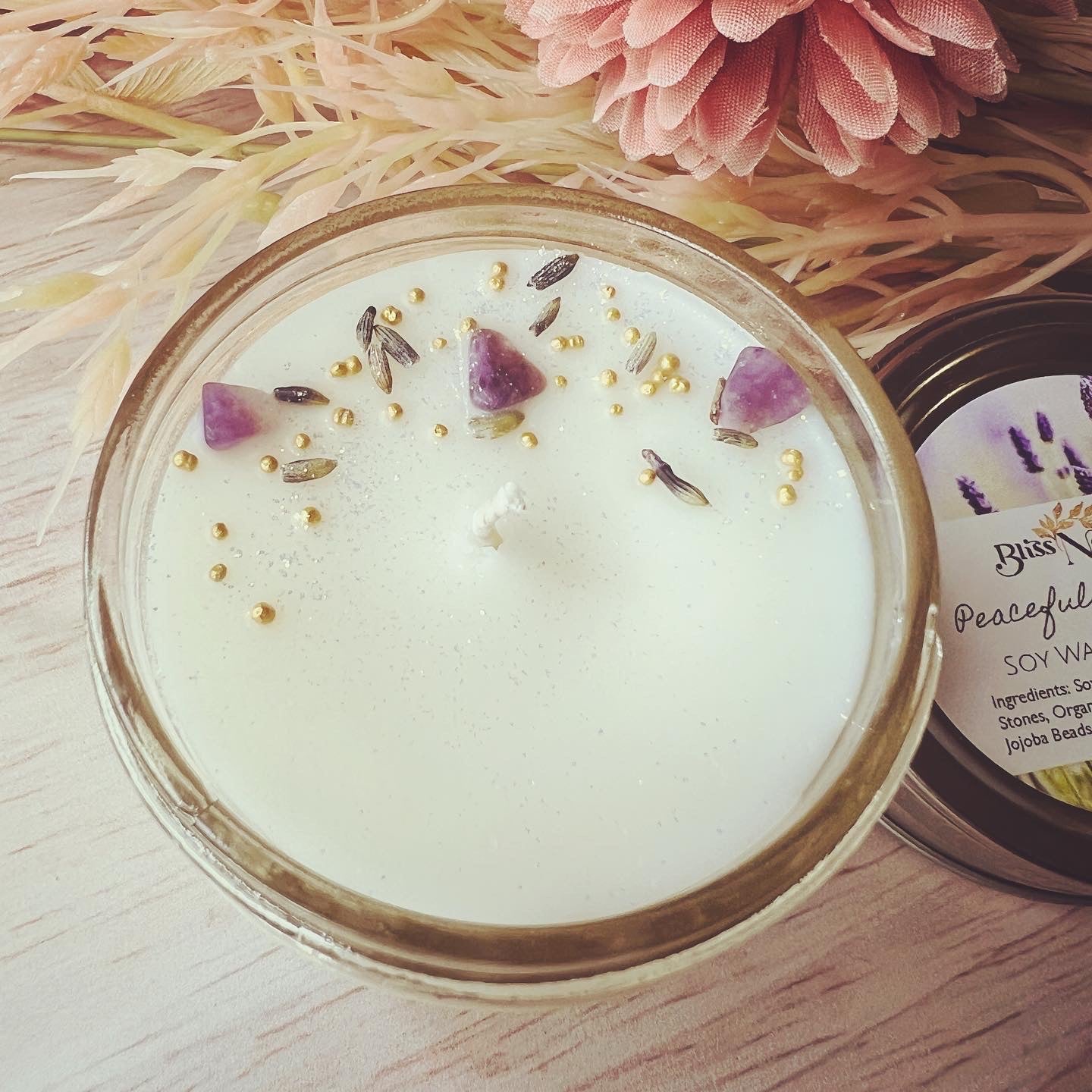 Peaceful Lavender Gemstone Candle